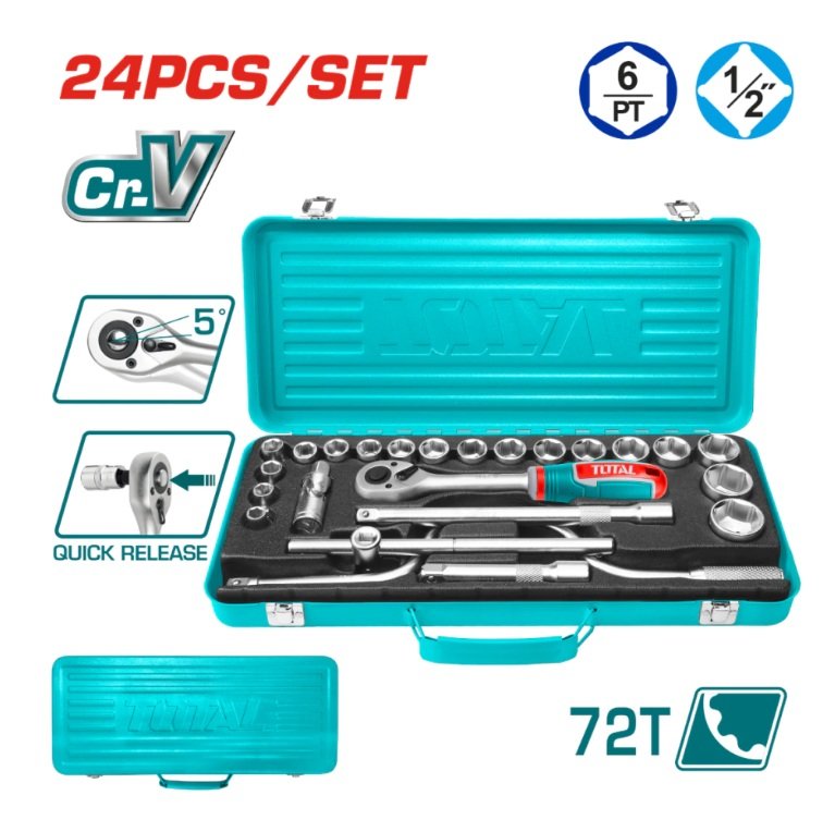 SET LLAVE Y BOCALLAVES 24PCS 1/2 TOTAL THT141253